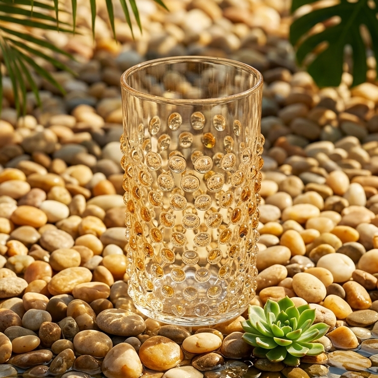 Hobnail Tumblers Underlay Amber Set of 6
