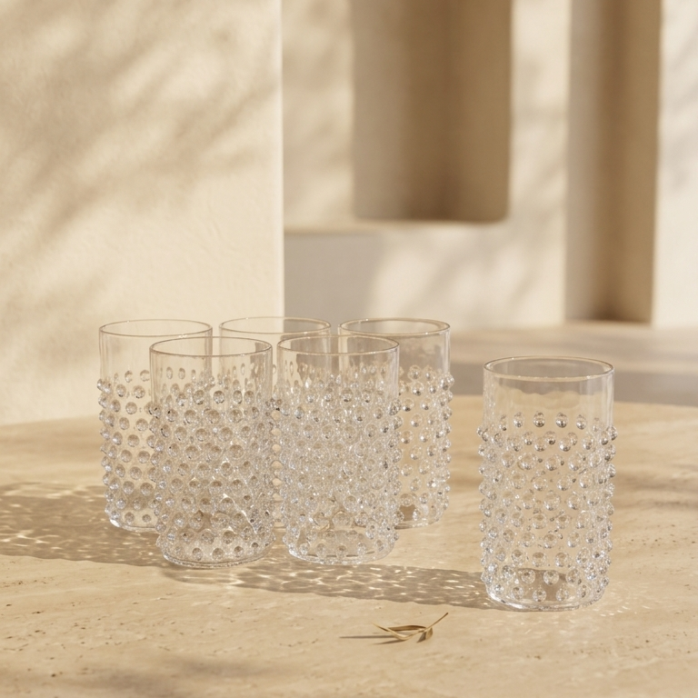 Hobnail Tumblers Crystal Clear Set of 6