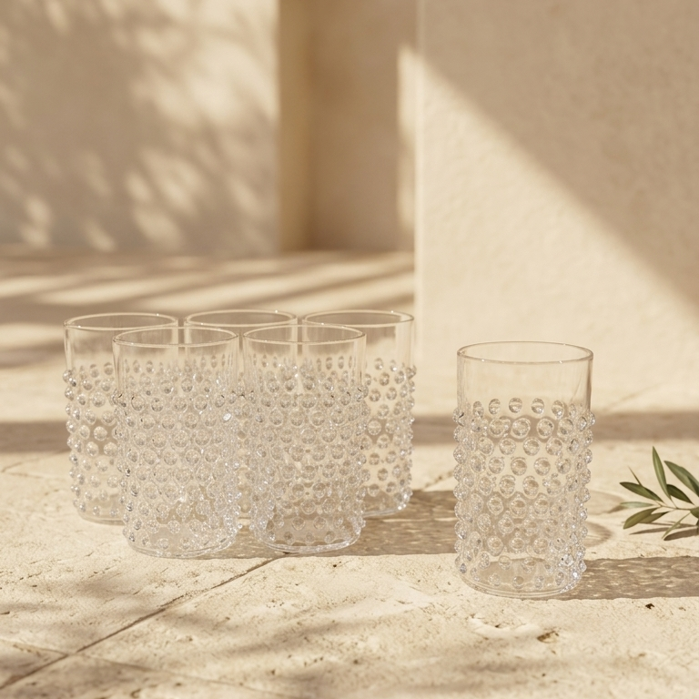 Hobnail Tumblers Crystal Clear Set of 6