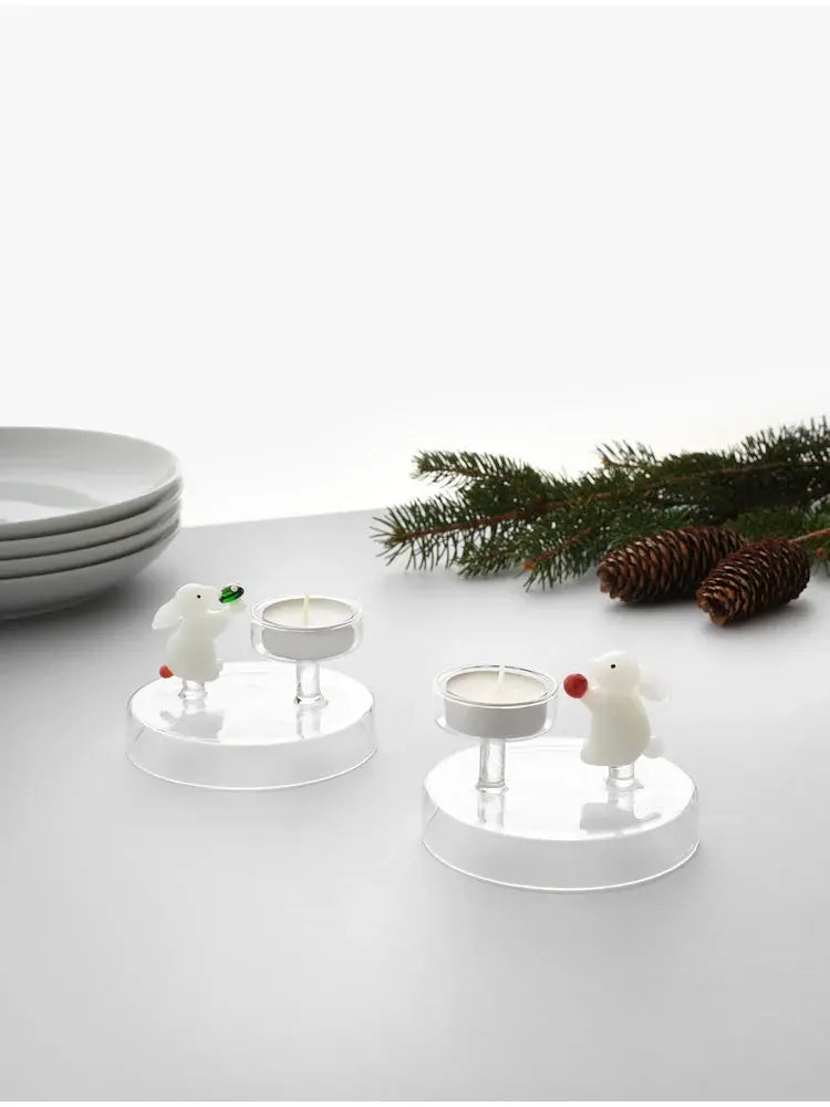 Tealight White Rabbit with Berry - Pieces SA