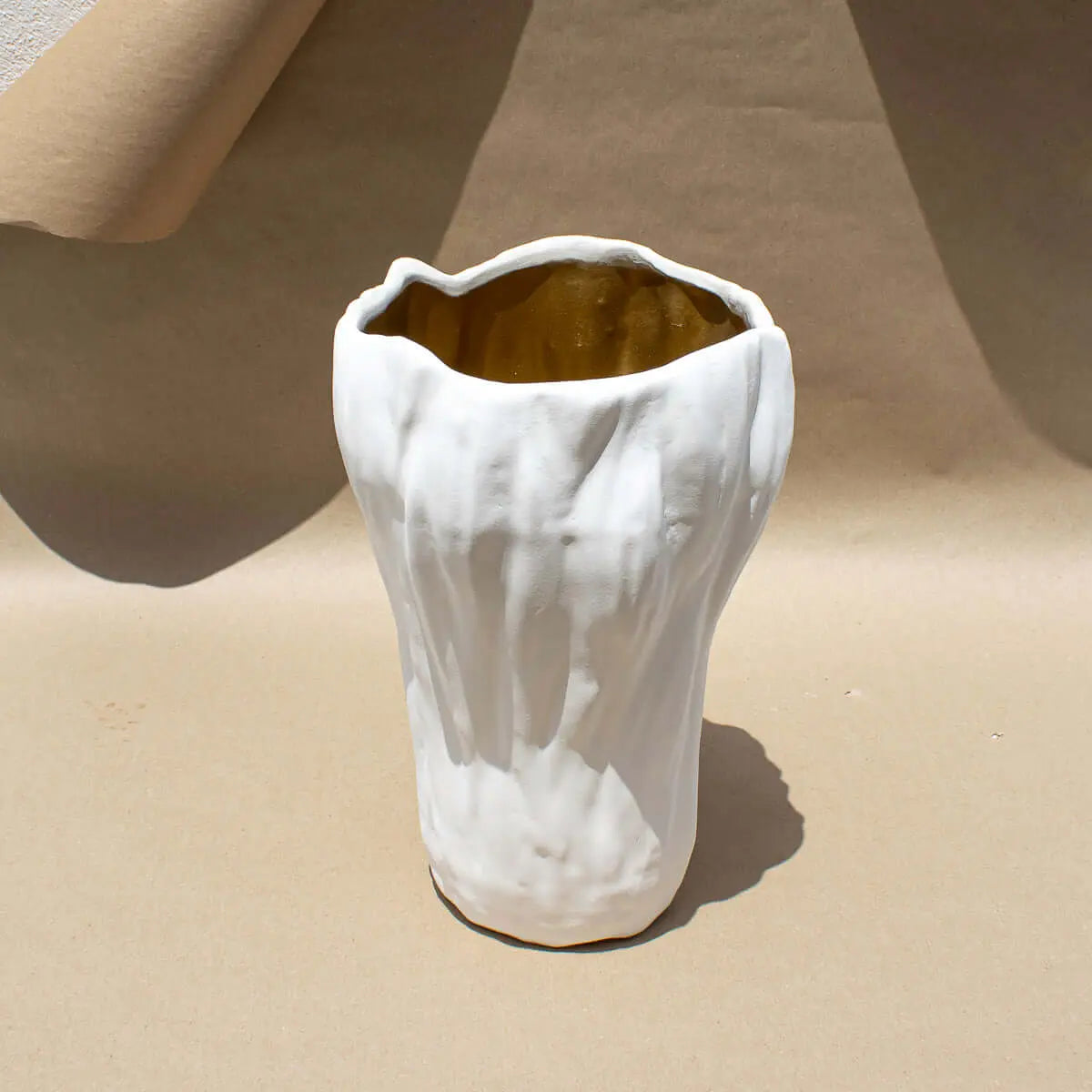 Ceramic Vase Gold White Large - Pieces SA