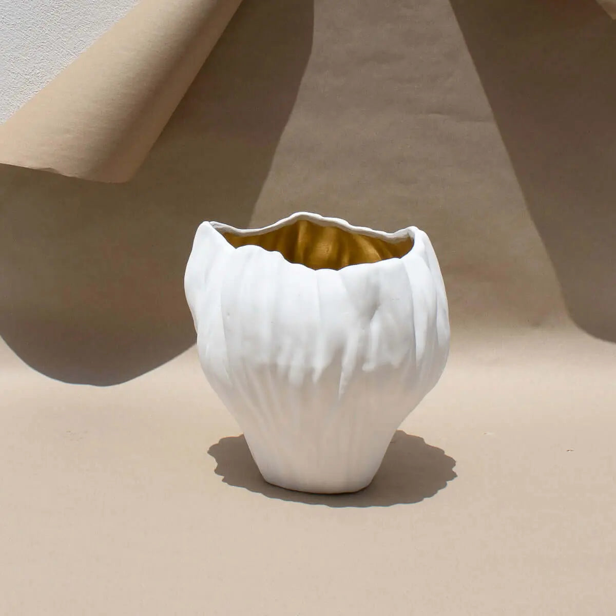 Ceramic Vase Gold White Medium - Pieces SA