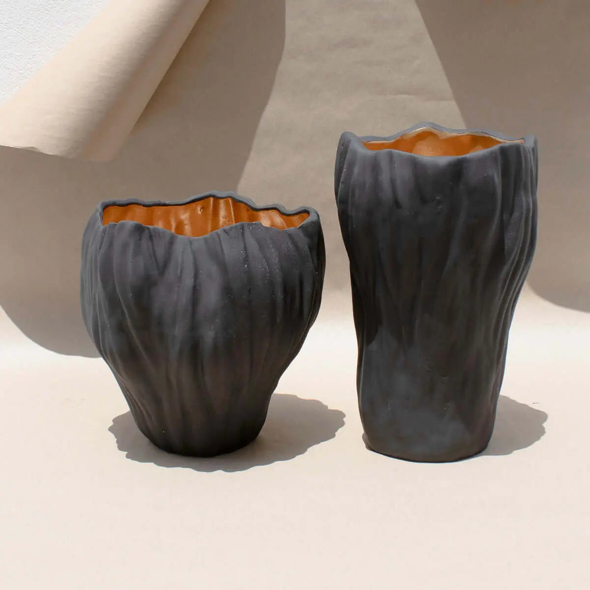 Ceramic Vase Gold Black Medium - Pieces SA