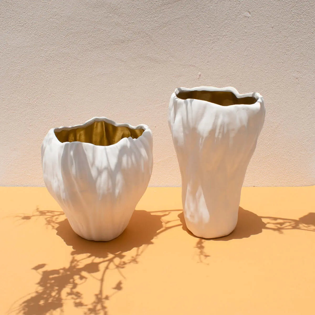 Ceramic Vase Gold White Medium - Pieces SA