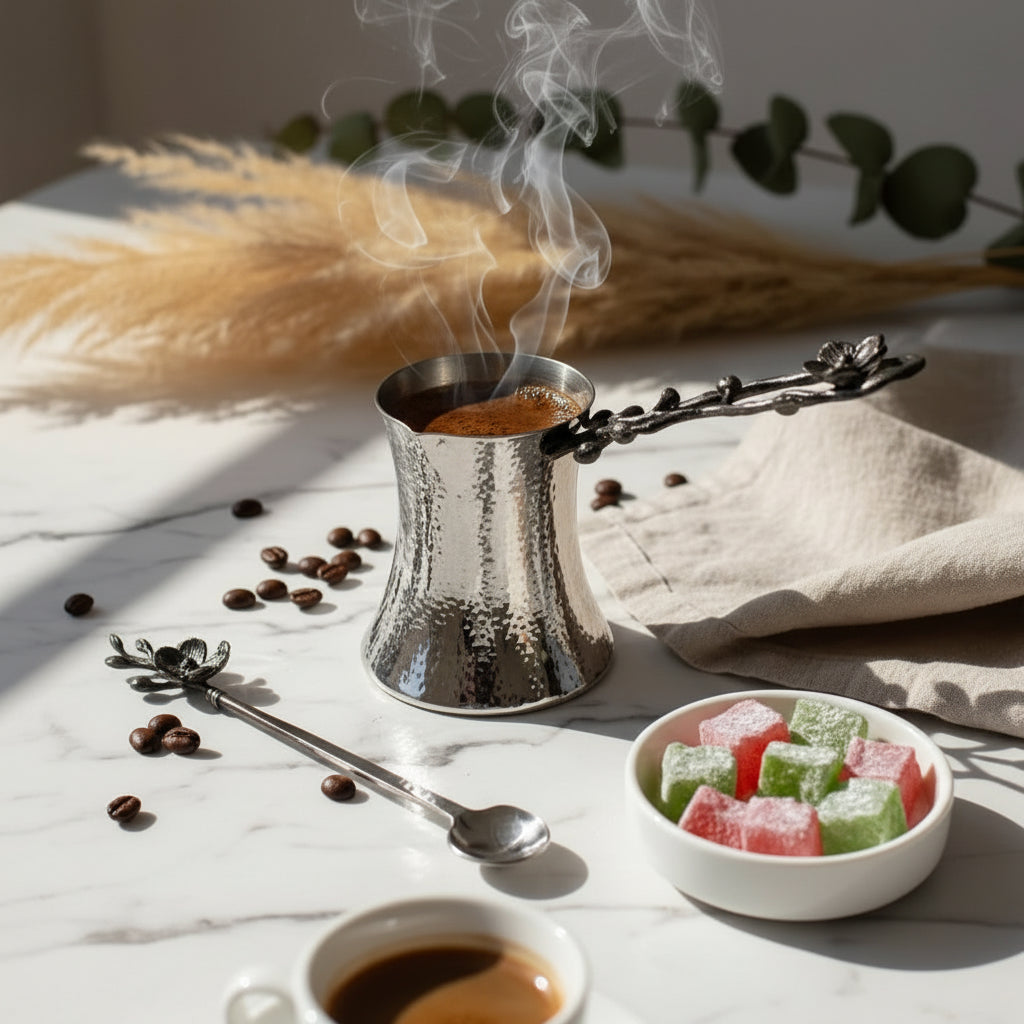 Black Orchid Coffee Pot with Spoon