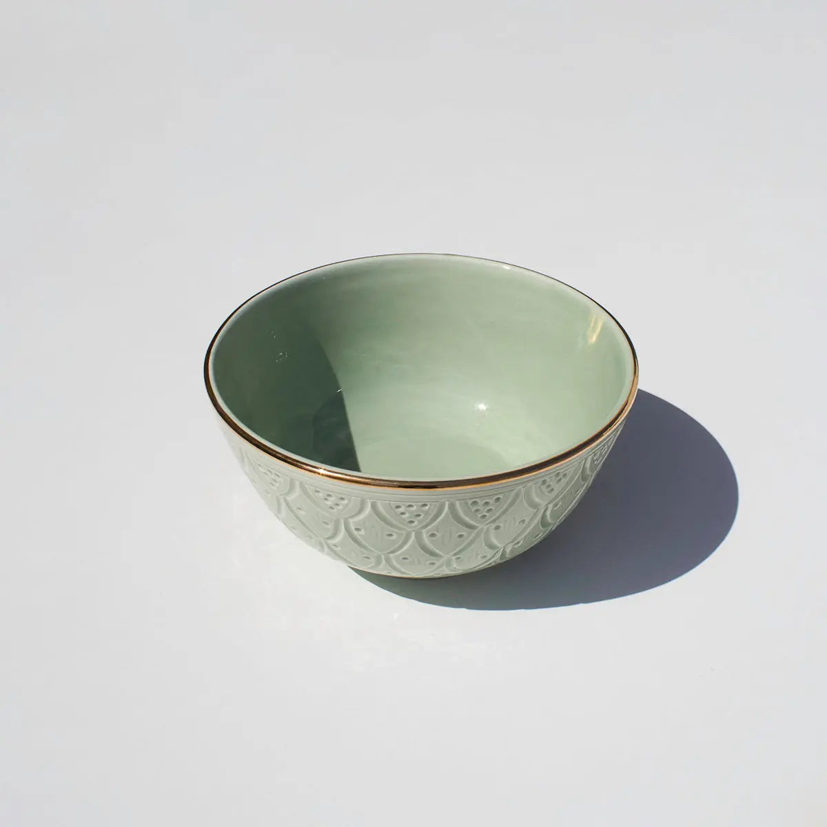 Engraved Bowl Almond Green Gold Ceramic - Pieces SA