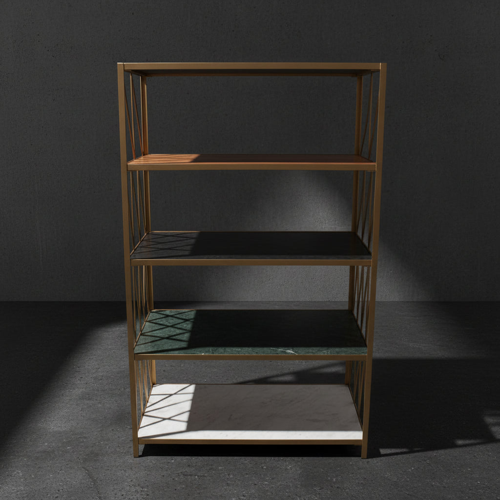 Zig Zag Brass Marble Display Shelf