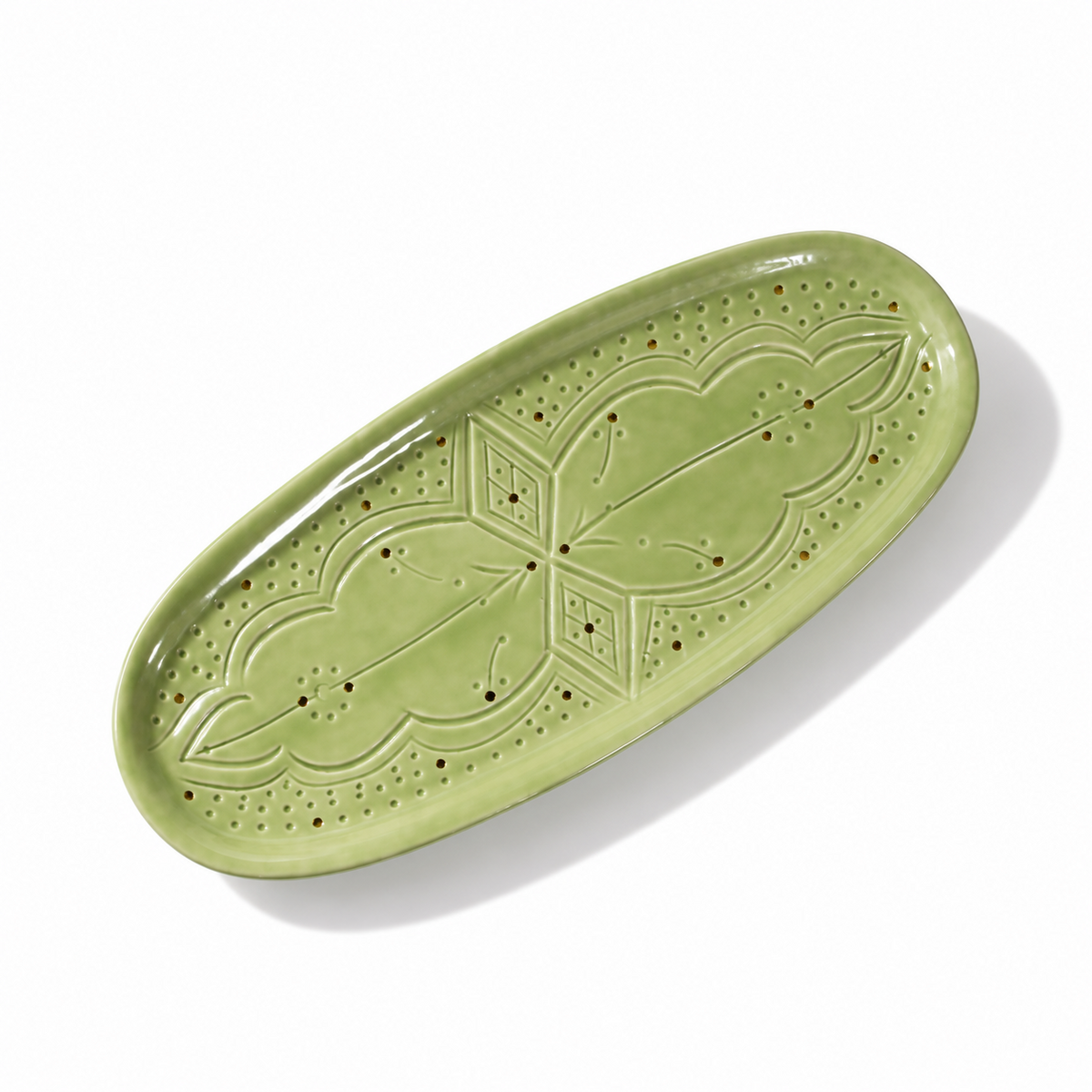 Large Oval Tray Impression Gold Ceramic
