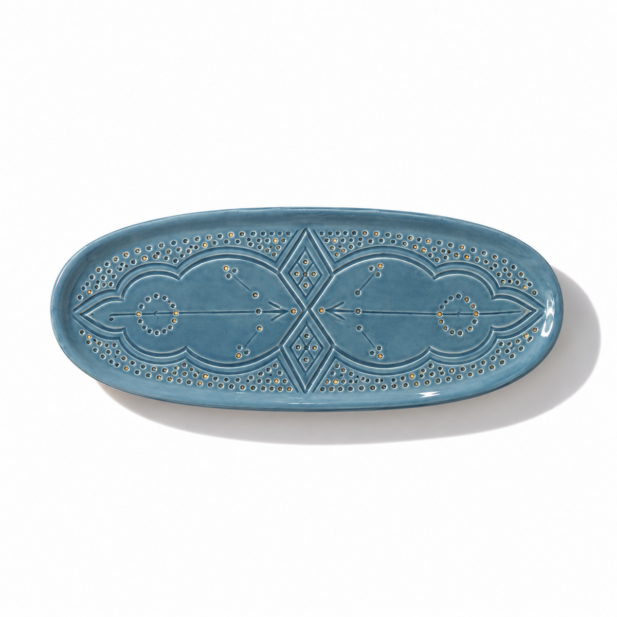 Small Oval Tray Impression Gold Ceramic