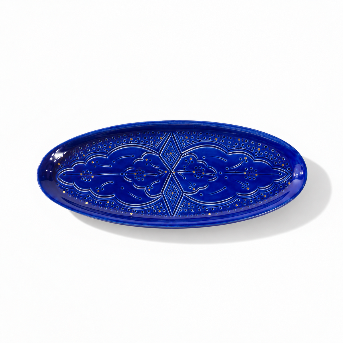 Large Oval Tray Impression Gold Ceramic