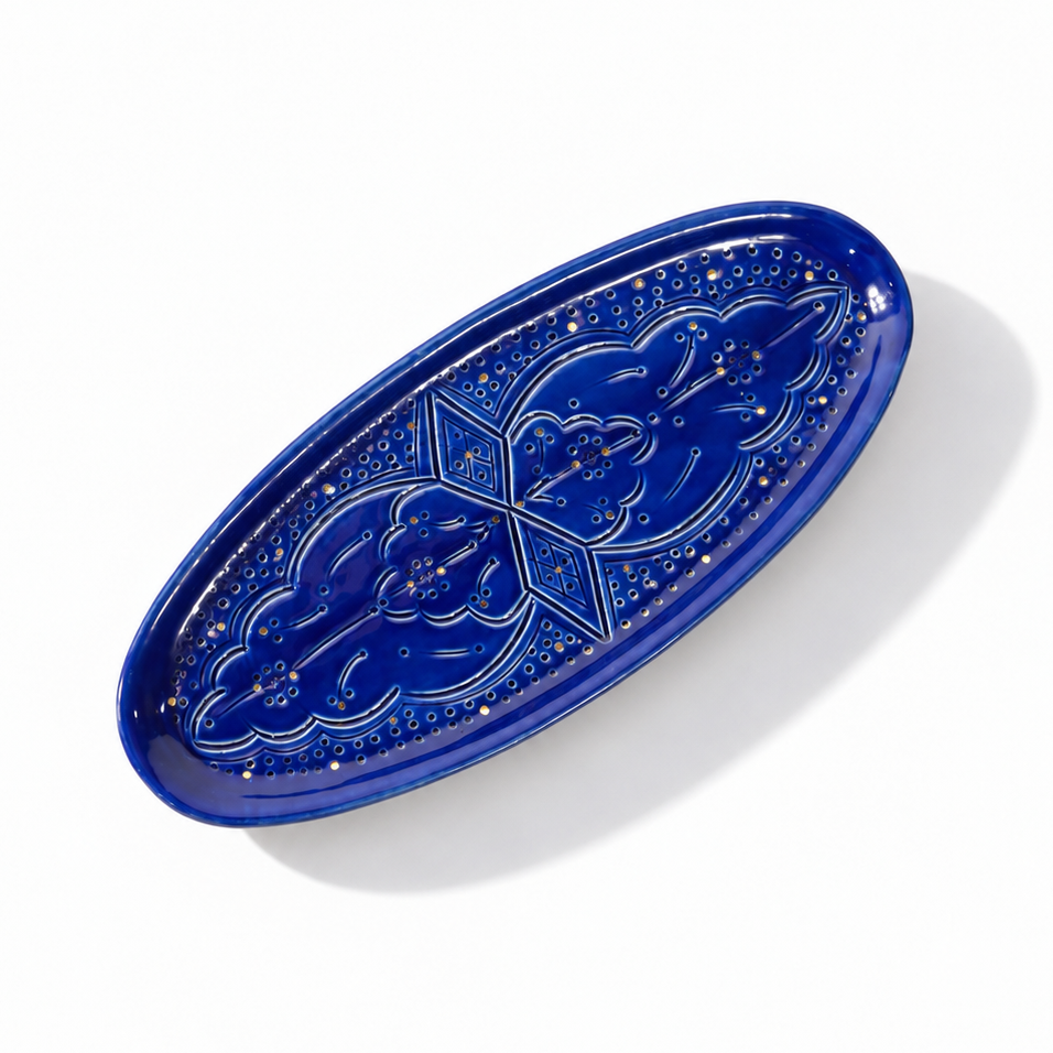 Large Oval Tray Impression Gold Ceramic