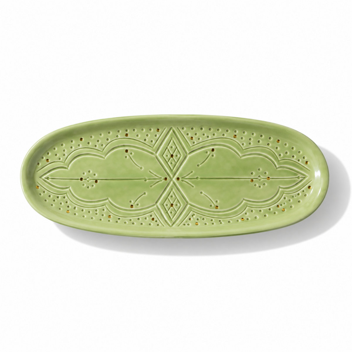 Large Oval Tray Impression Gold Ceramic