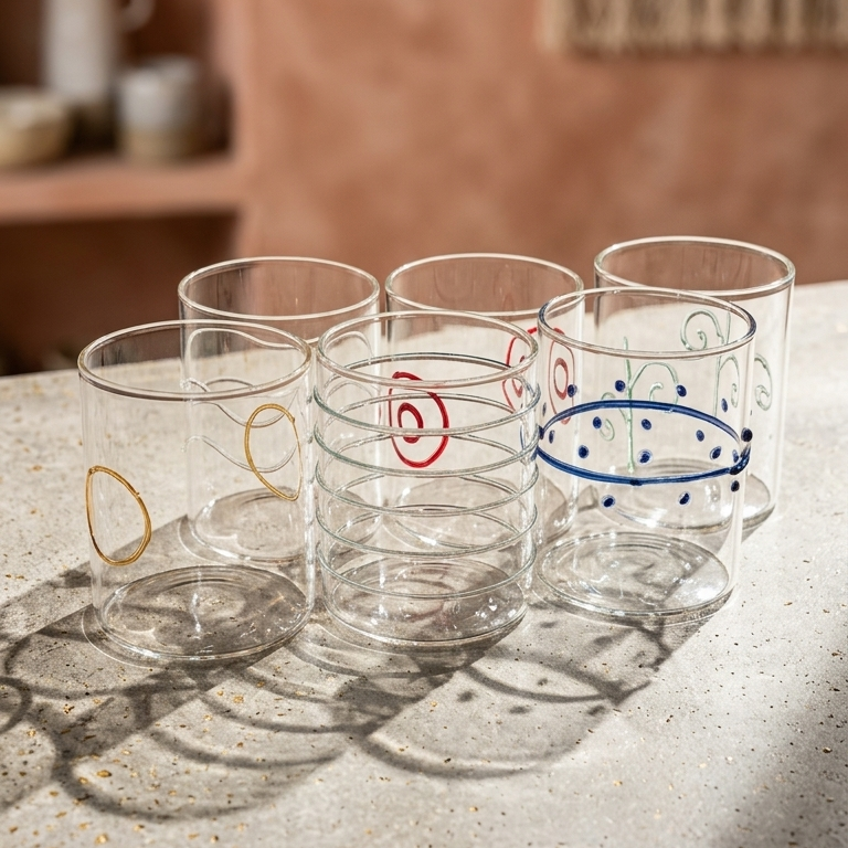 Deco Water Glass Multi Assorted Set of 6