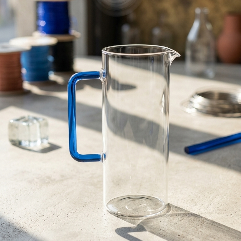 Tube Jug with Blue Handle