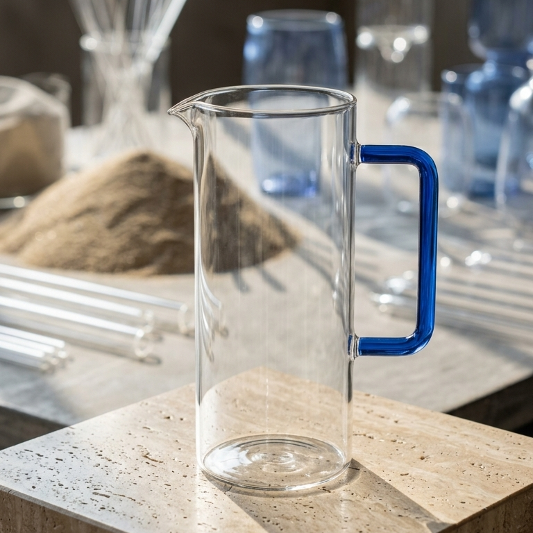 Tube Jug with Blue Handle