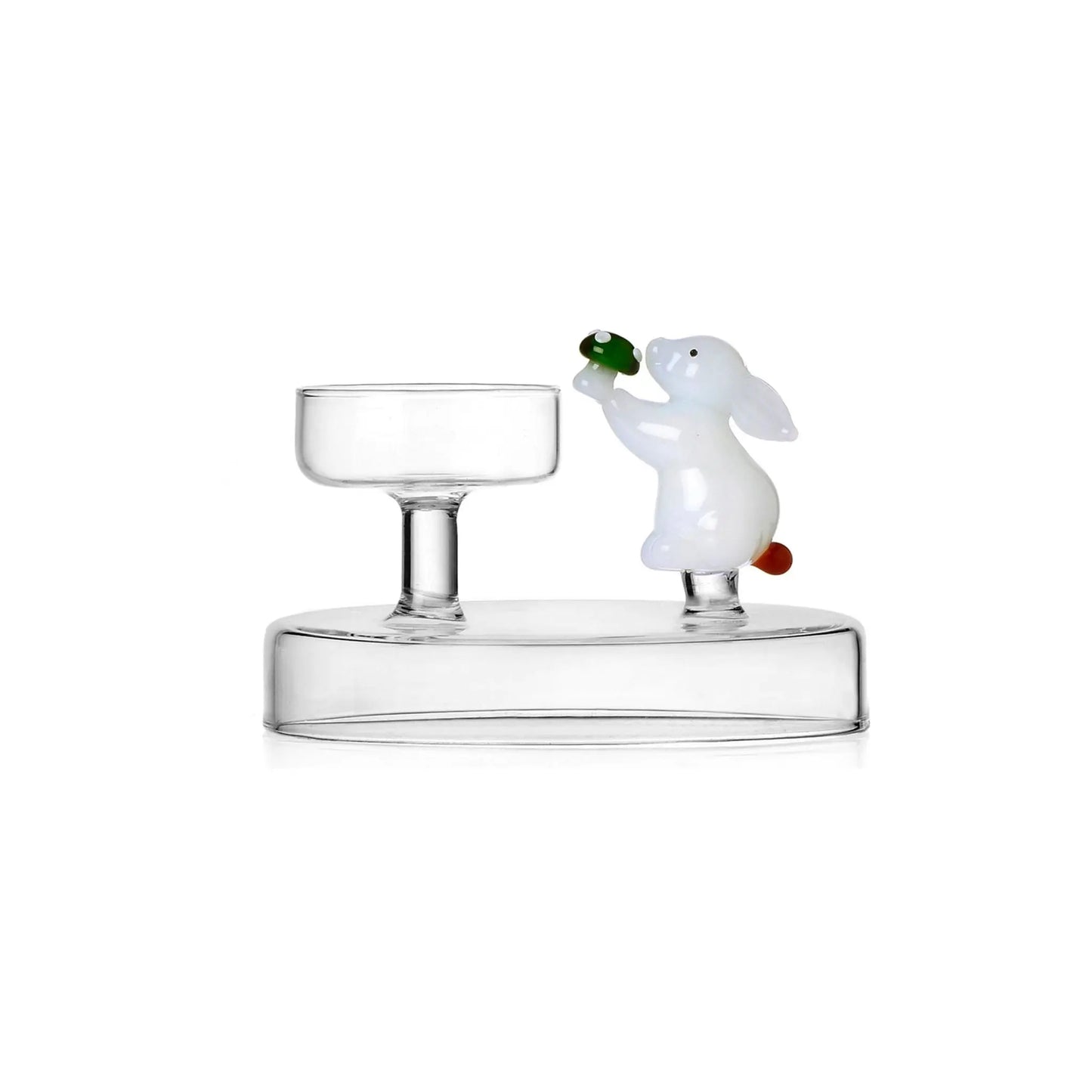 Tealight White Rabbit with Green Mushroom Ichendorf