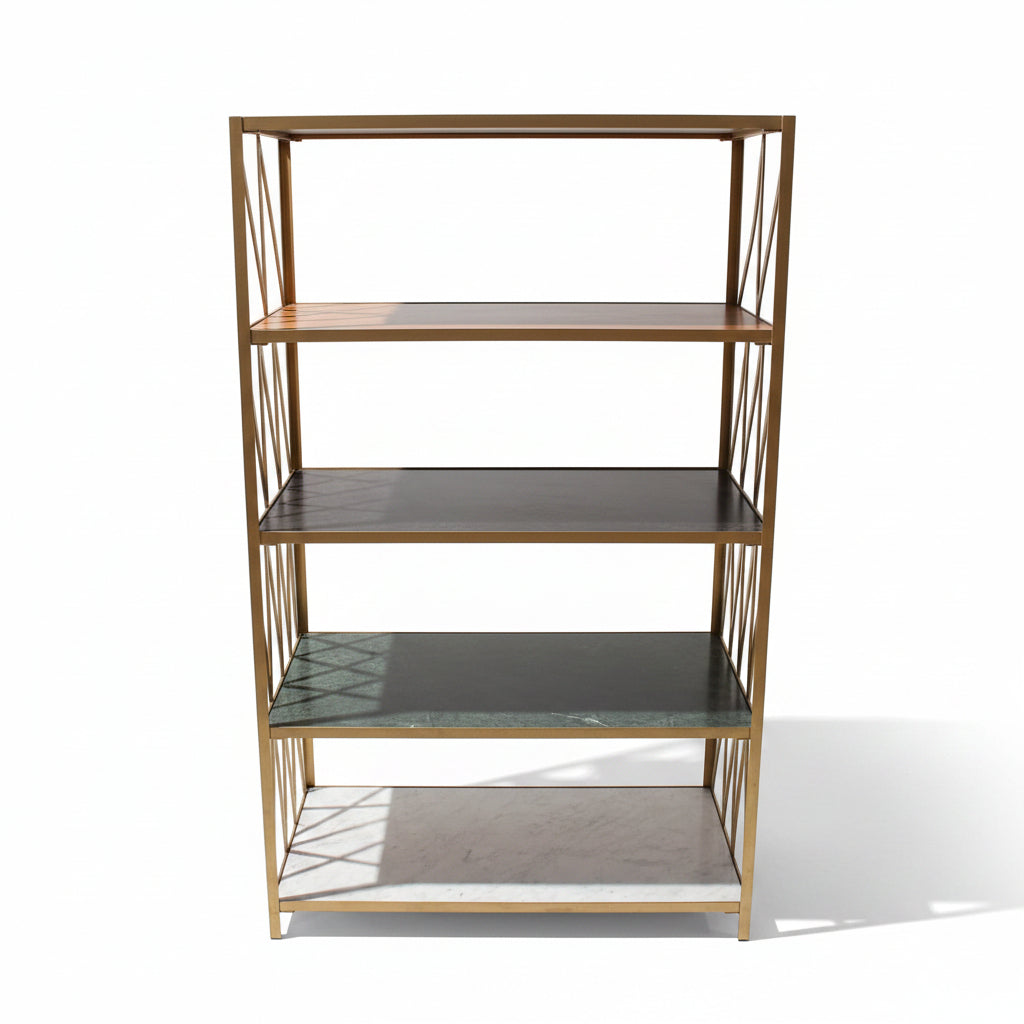 Zig Zag Brass Marble Display Shelf