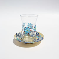 Load image into Gallery viewer, Mina Floral Design One Tea Glasses with Brass Coasters
