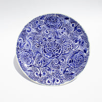 تحميل الصورة في عارض المعرض، Deep Blue Ichani Handmade Floral Platter
