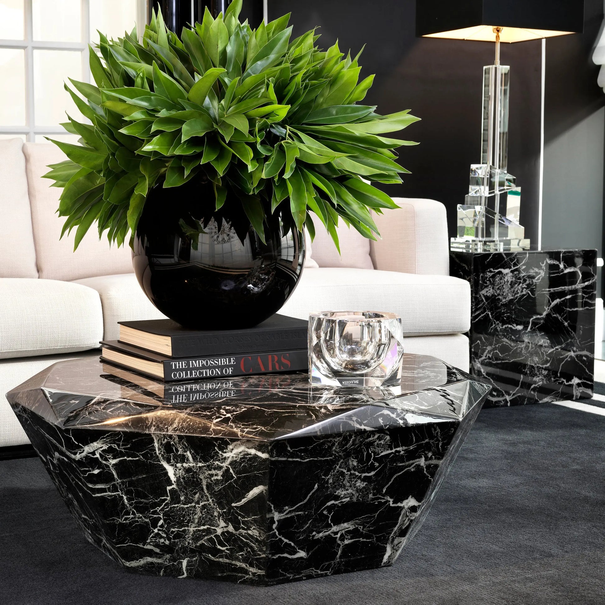 Coffee Table Diamond Black Faux Marble - Pieces SA