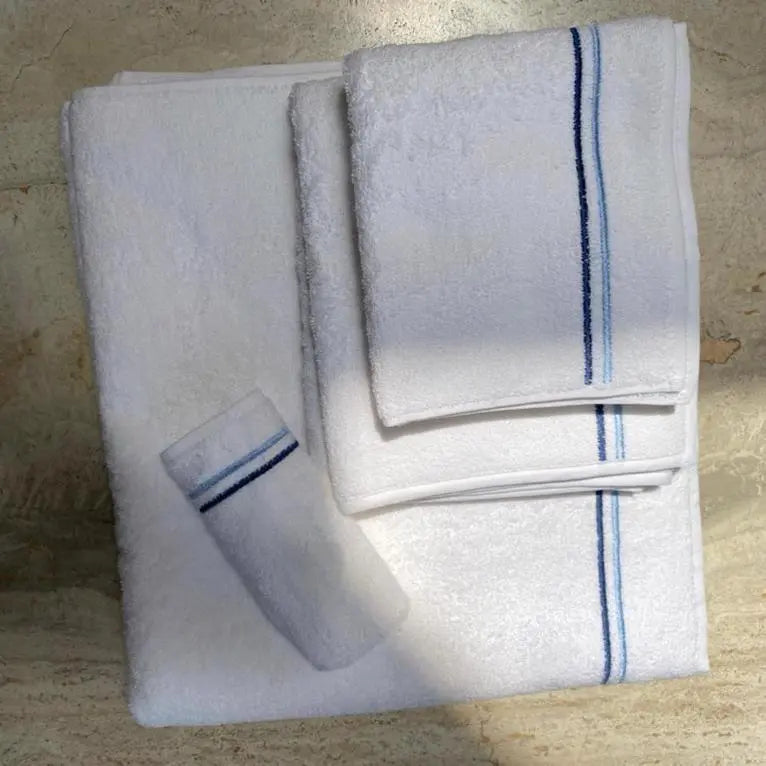 Towel Set Blue Double Line Accessories Pieces 