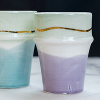 Load image into Gallery viewer, Two Coloured Gold Beldi Cup Violet Celadon
