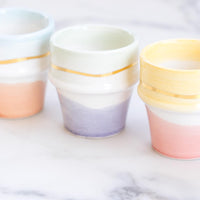 Load image into Gallery viewer, Two Coloured Gold Espresso Cup Violet Celadon
