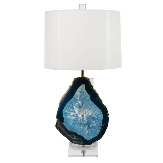 Glamazon Lamp with Thin Agate Slice Blue - Pieces SA