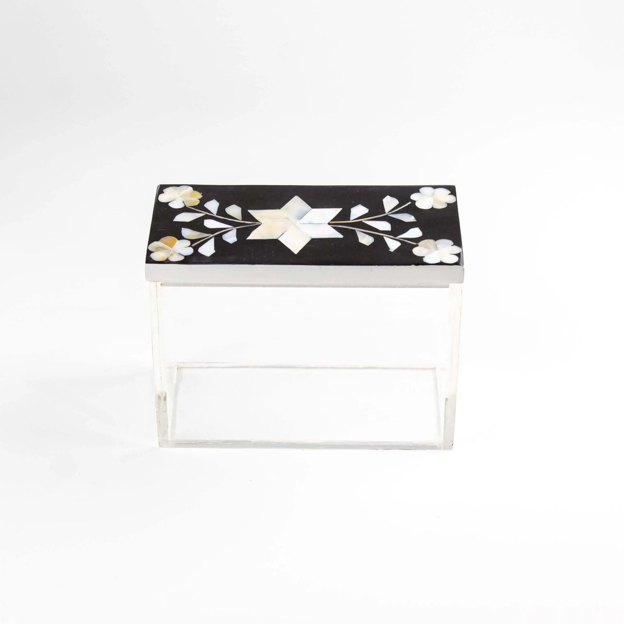 Rectangular Black Plexi Box Sadaf Floral Pattern - Pieces SA