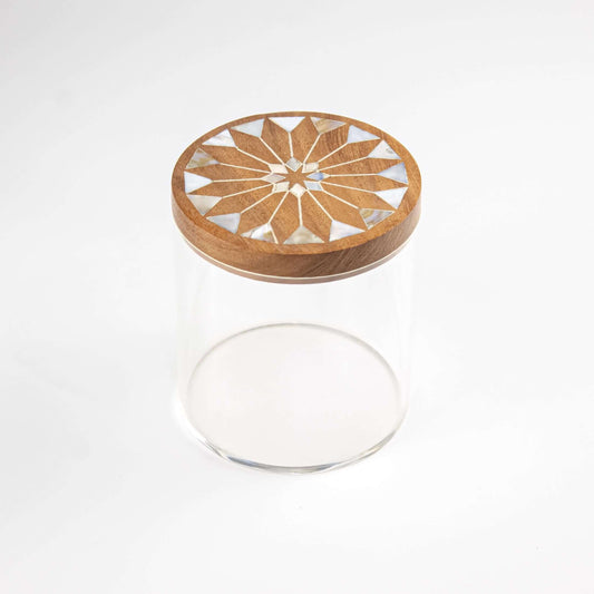 Round Plexi Box Sadaf Star Pattern