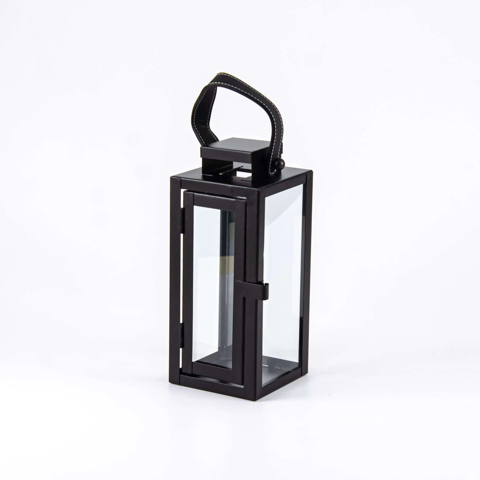 Lantern Black Metal With Leather Strap - Pieces SA