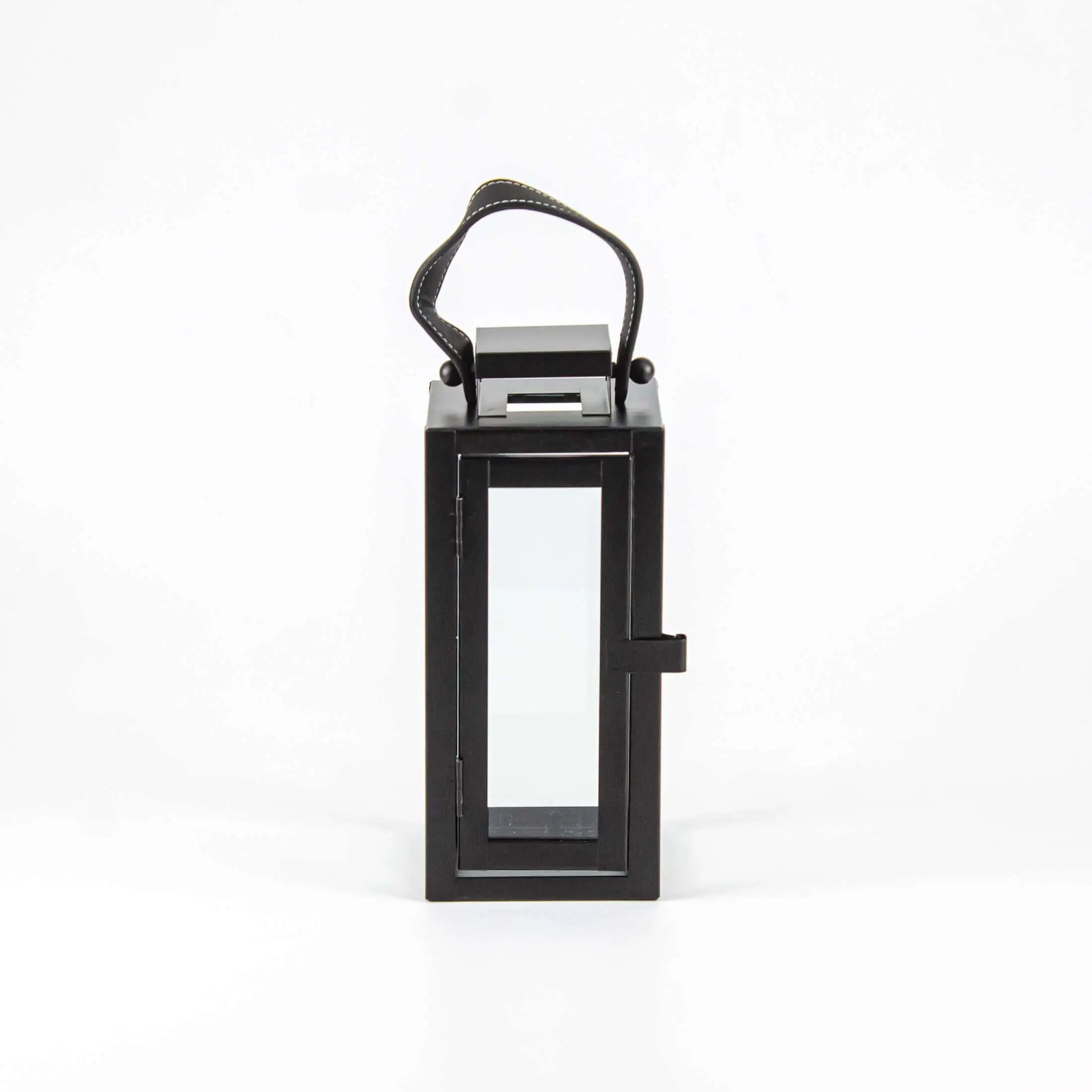 Lantern Black Metal With Leather Strap - Pieces SA