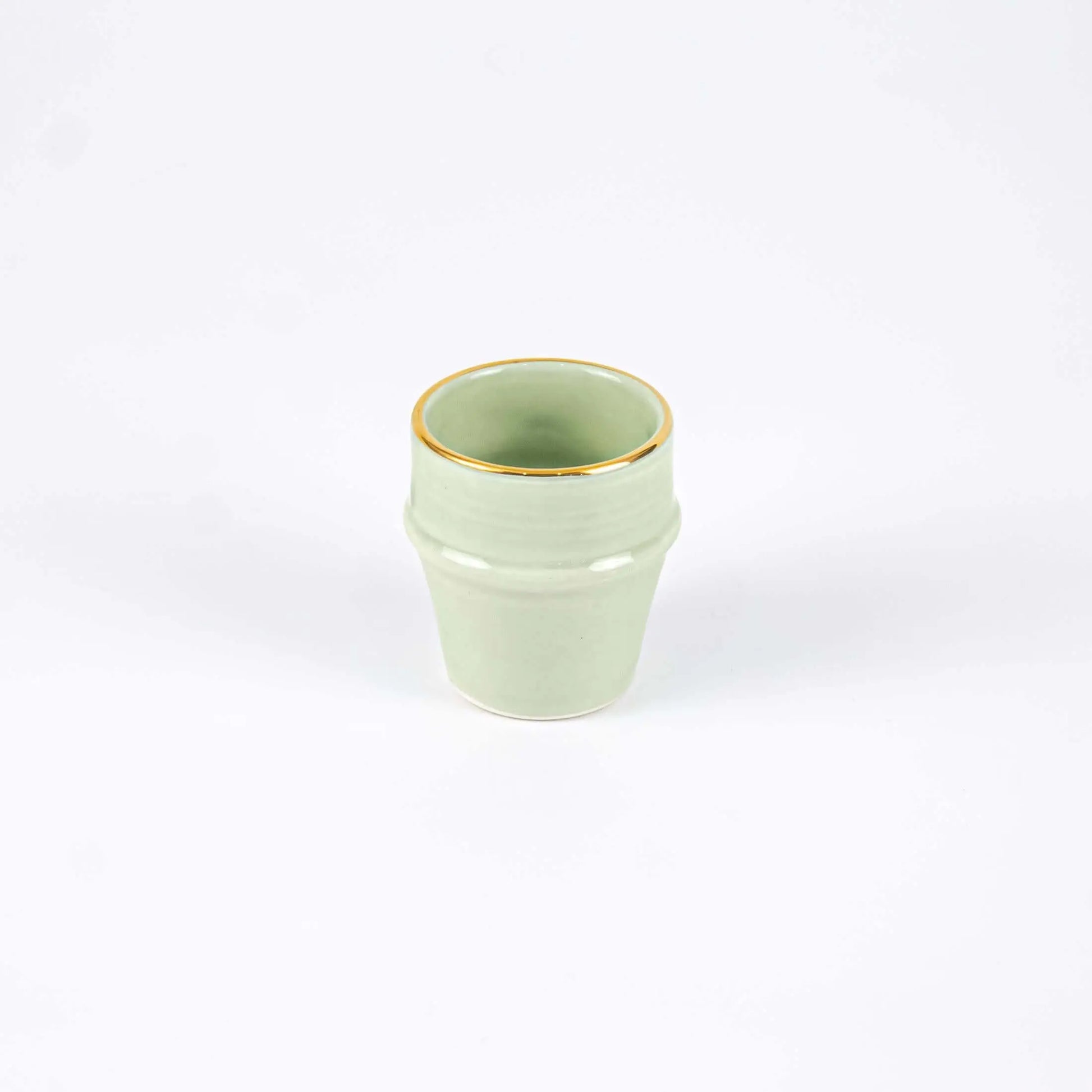 Espresso Cup Azza Plain Green Almond Gold Ceramic - Pieces SA