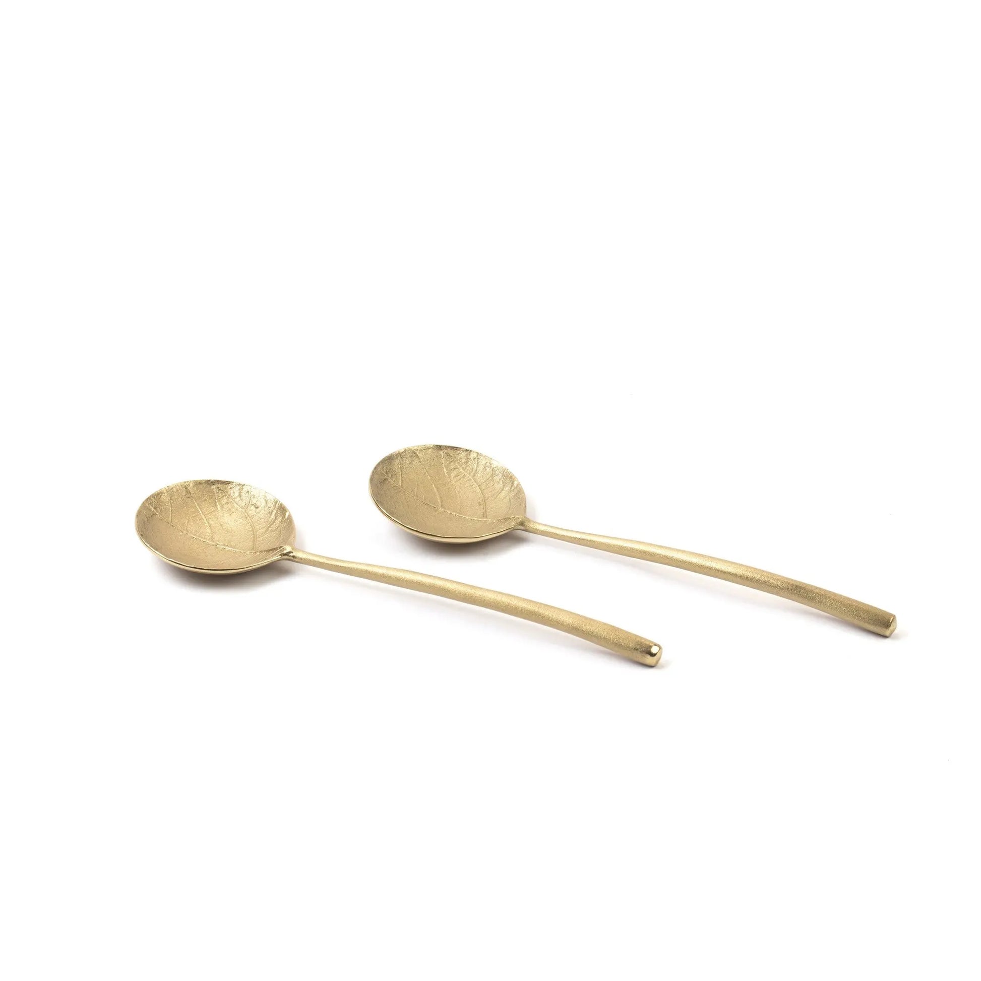 Serving Set Leaf Embossed Matte Brass Accessories Pieces 