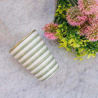 Load image into Gallery viewer, Striped Glass Almond Green Gold Ceramic
