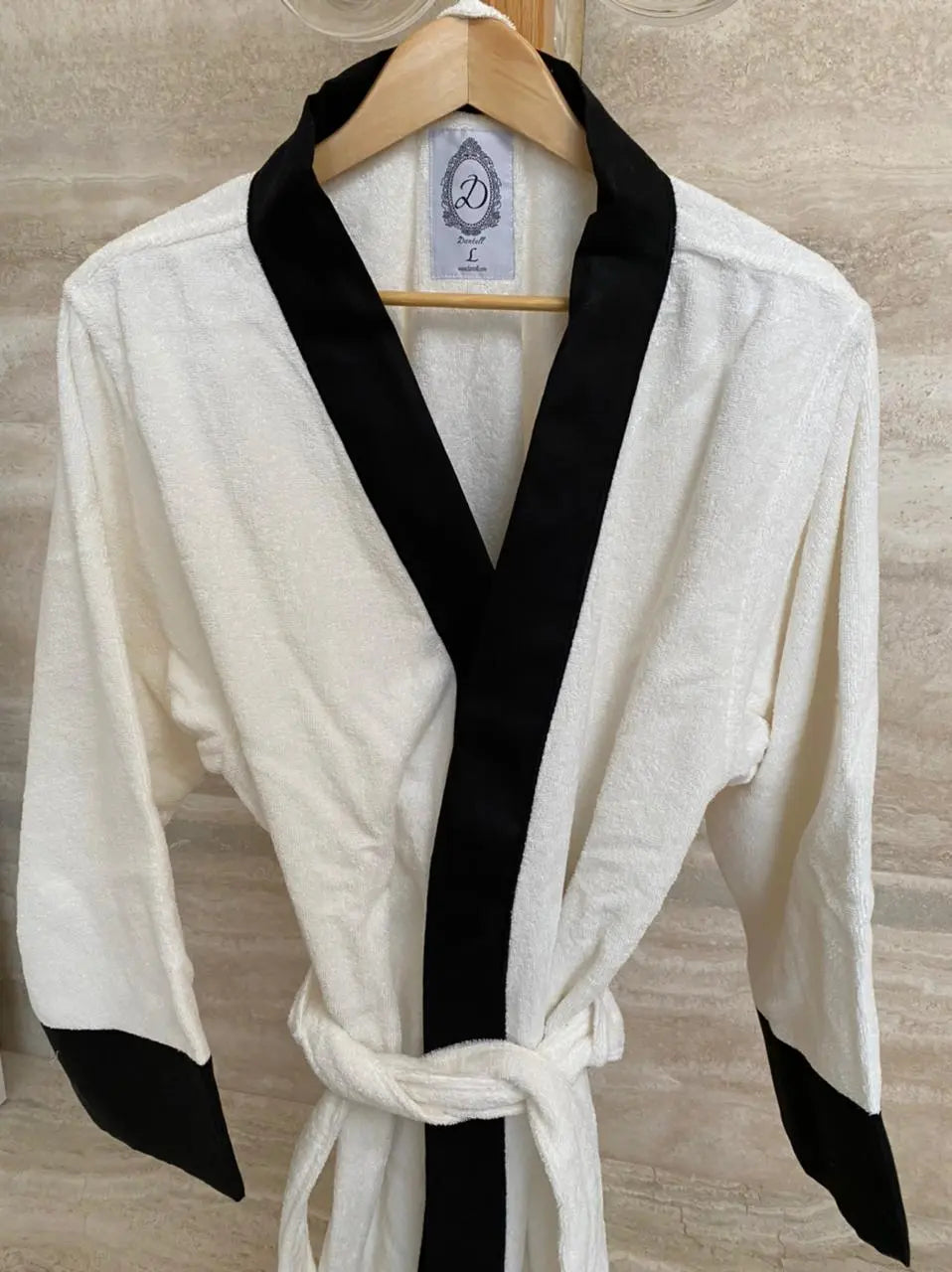 Bathrobe off White with Black Medium Clothing Pieces 