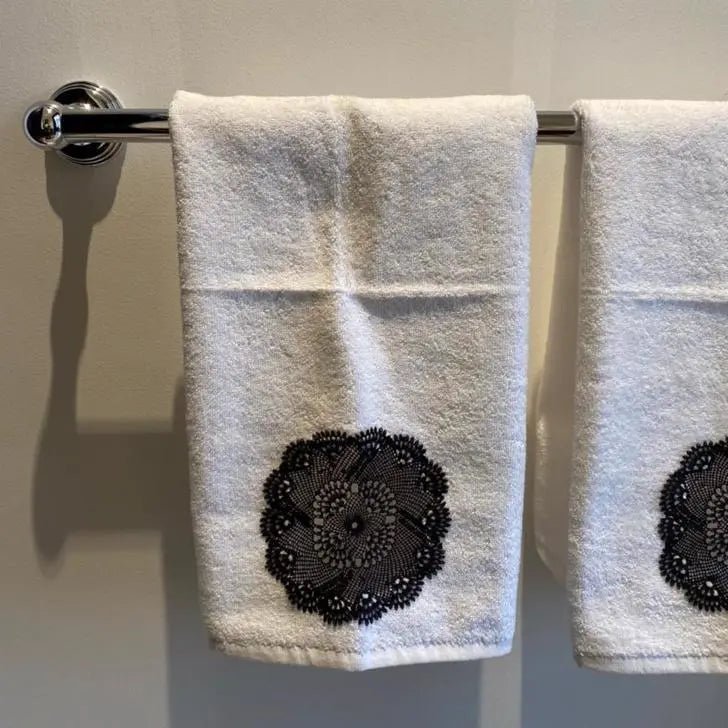 Face Towel White Black Lace - Pieces SA