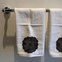 Load image into Gallery viewer, Face Towel White Black Lace
