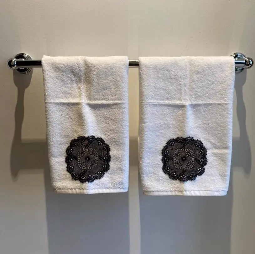 Face Towel White Black Lace - Pieces SA