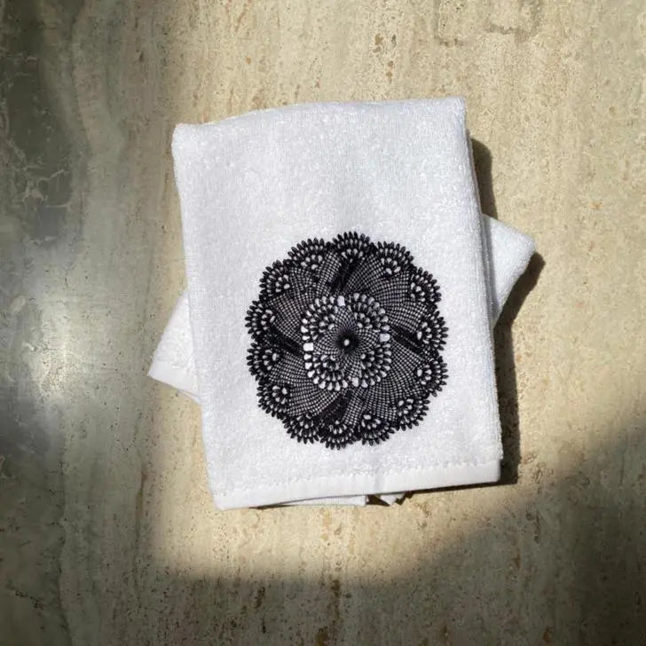 Face Towel White Black Lace - Pieces SA