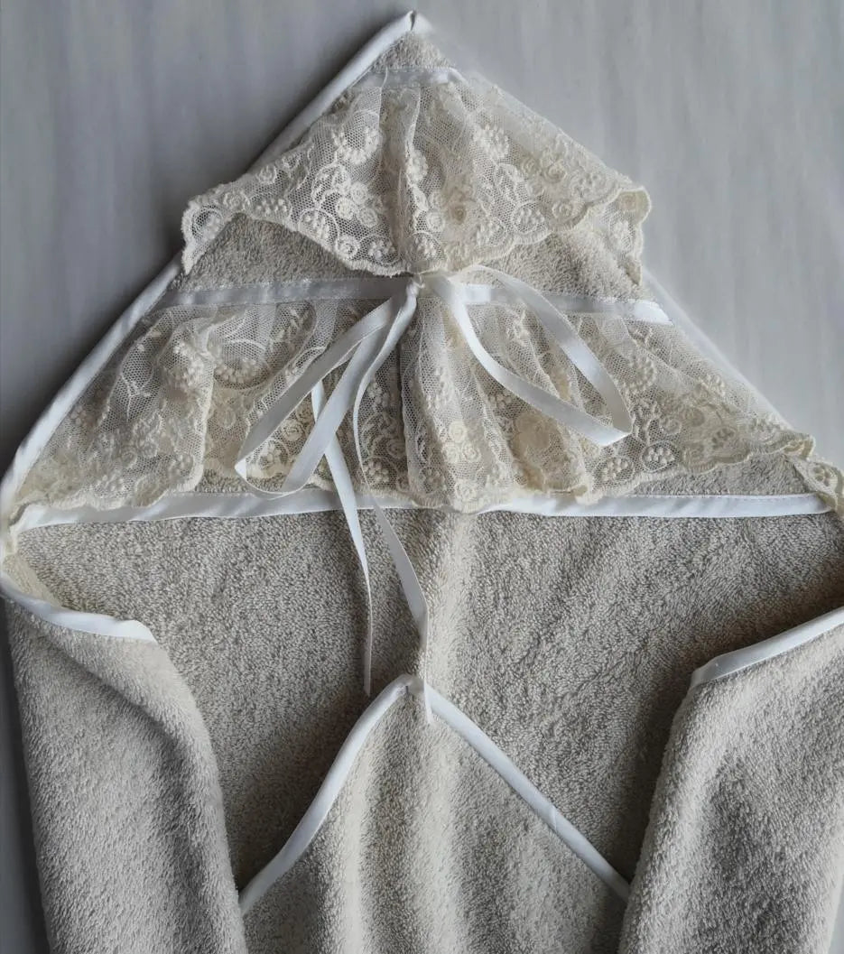 Baby Towel Laced Hood Beige - Pieces SA