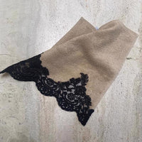 Load image into Gallery viewer, Face Towel Beige Black Lace xccscss.
