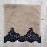 Load image into Gallery viewer, Face Towel Beige Black Lace xccscss.
