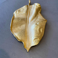 Load image into Gallery viewer, Aluminium Banana Leaf Platter Gold Finish
