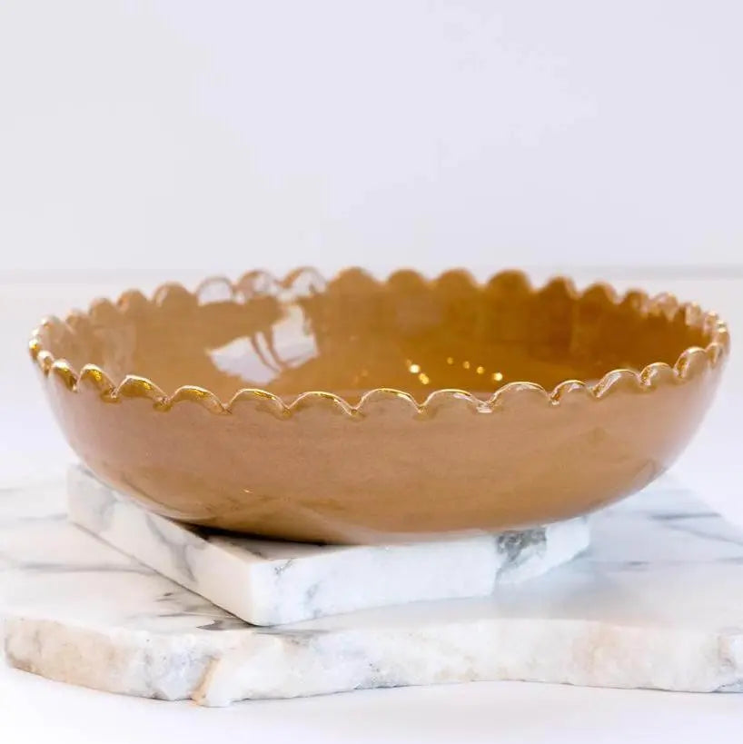 Large Deep Dish Tazza Sand Gold Ceramic - Pieces SA