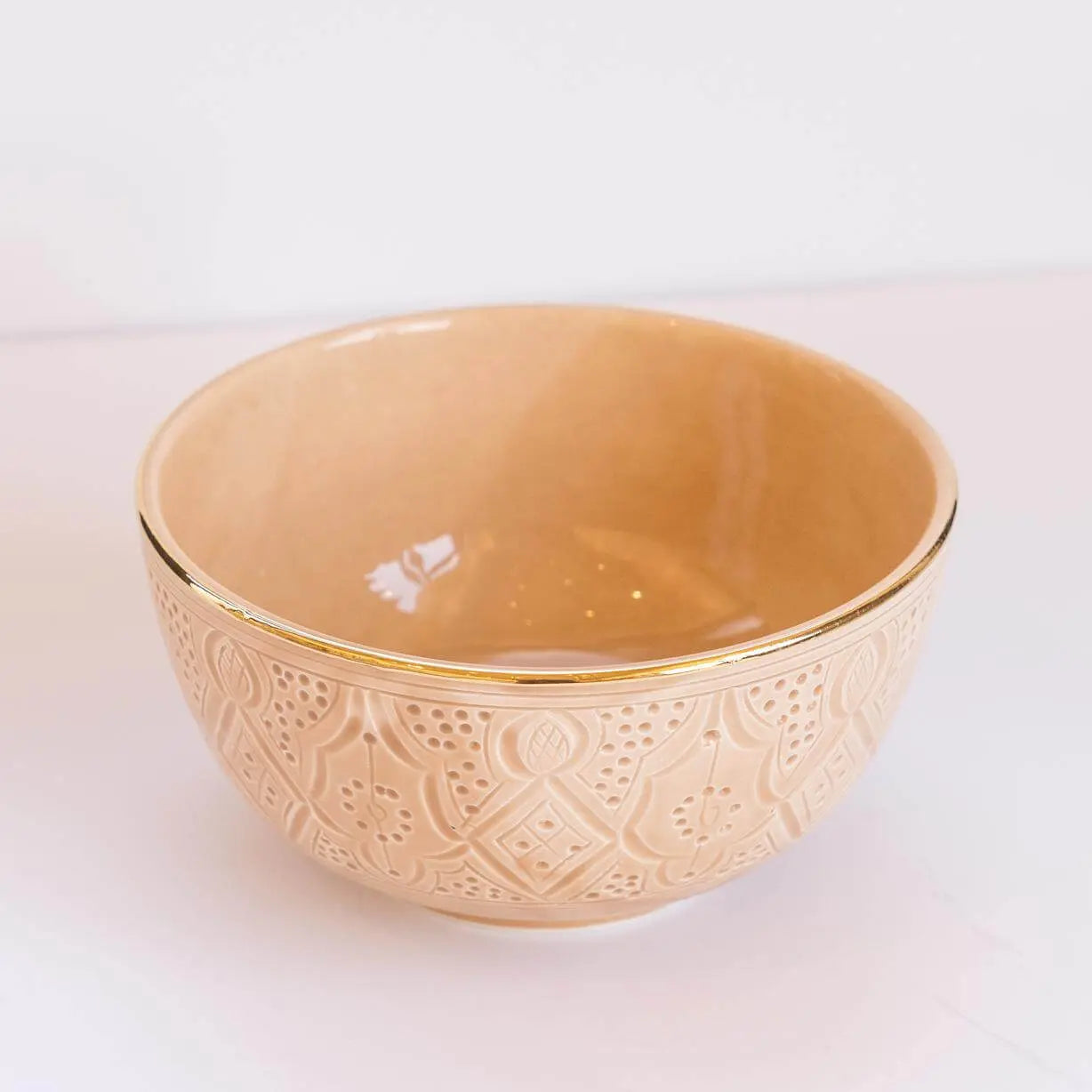 Gold Bowl Engraved Sand Ceramic Medium - Pieces SA