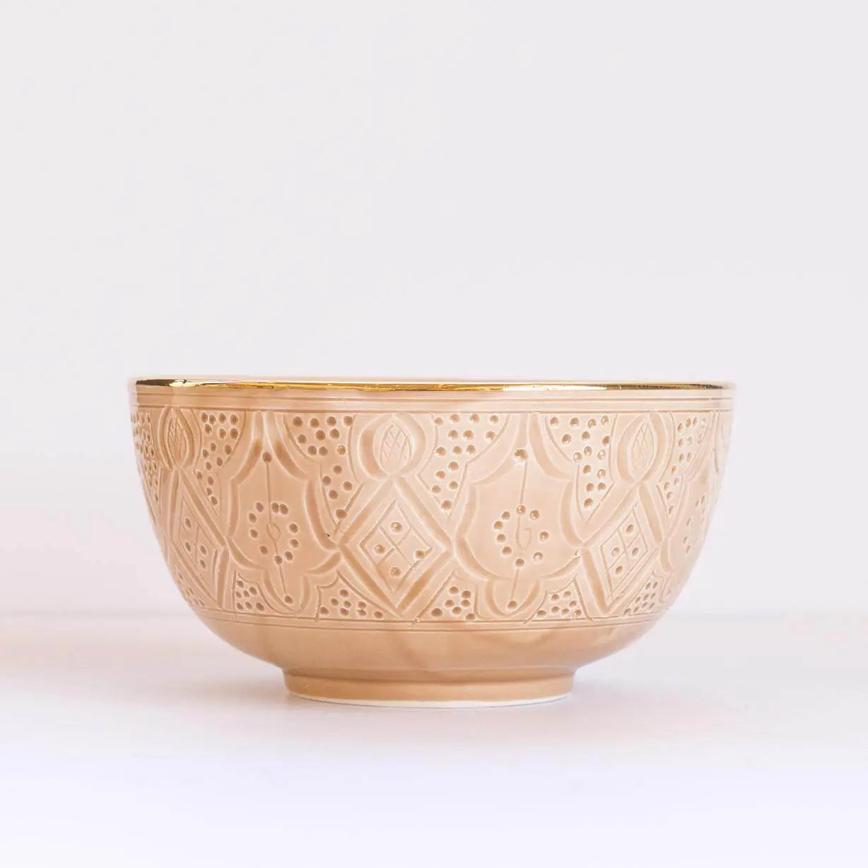 Gold Bowl Engraved Sand Ceramic Medium - Pieces SA