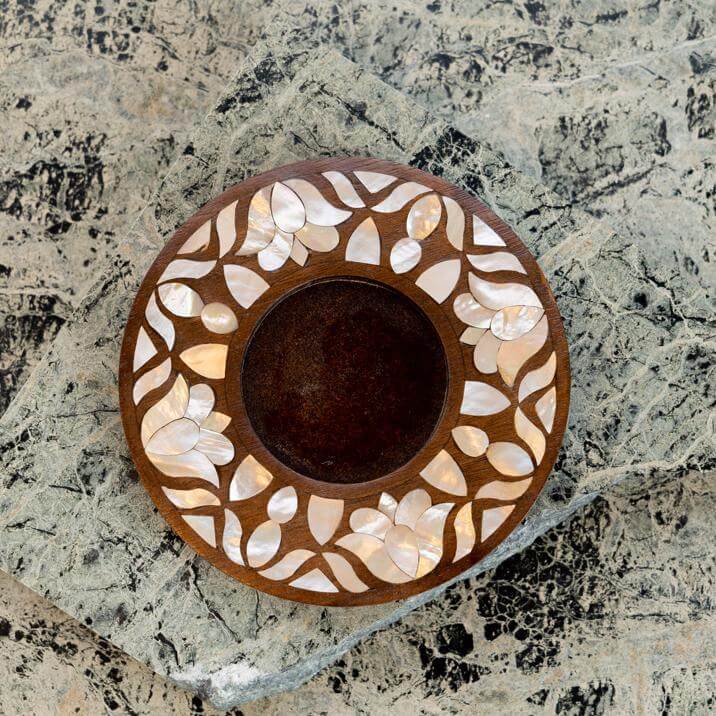 Wood Coaster with Sadaf Inlay - Pieces SA