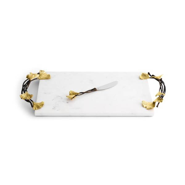 Golden Ginkgo Large Cheese Board with Knife - Pieces SA