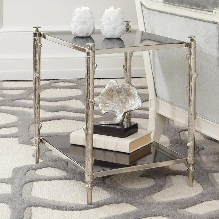 Arbor Side Table Nickel and Black Marble Furniture Pieces 